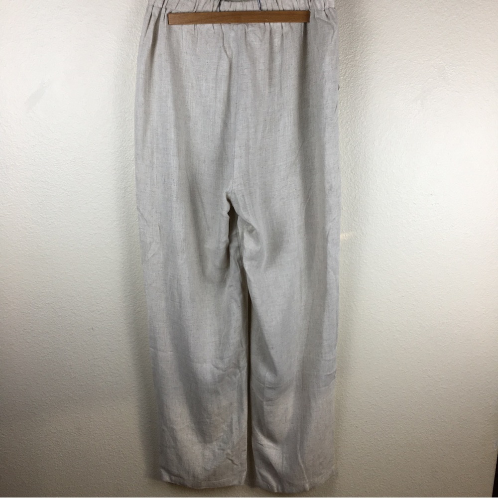 No Brand Women's Beige Linen Blend Wide Leg Pull On Pant Size XL - Picture 5 of 10